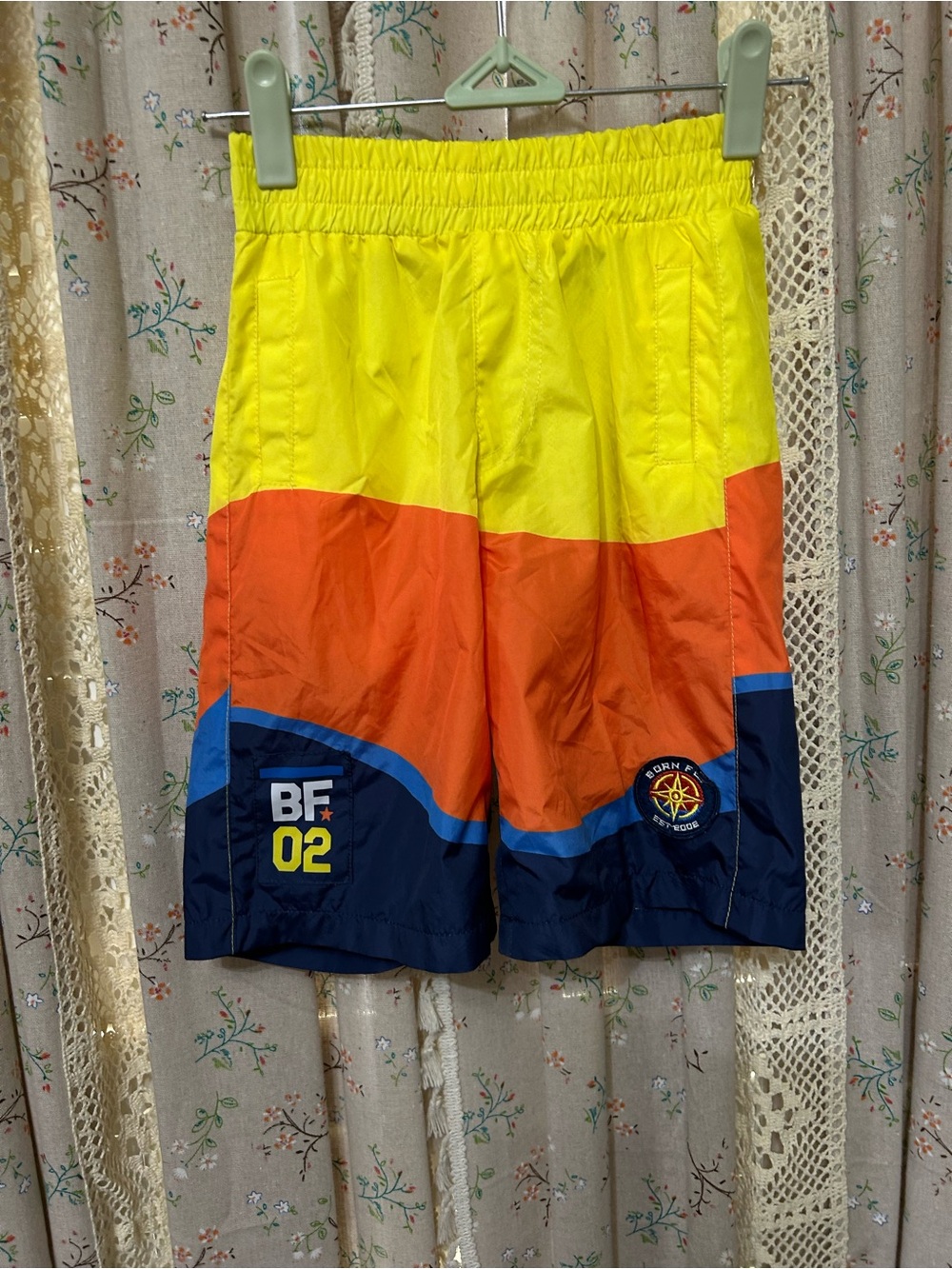 3/$30 Born Fly Neon Colorblock Swim Trunks Boys Medium EUC